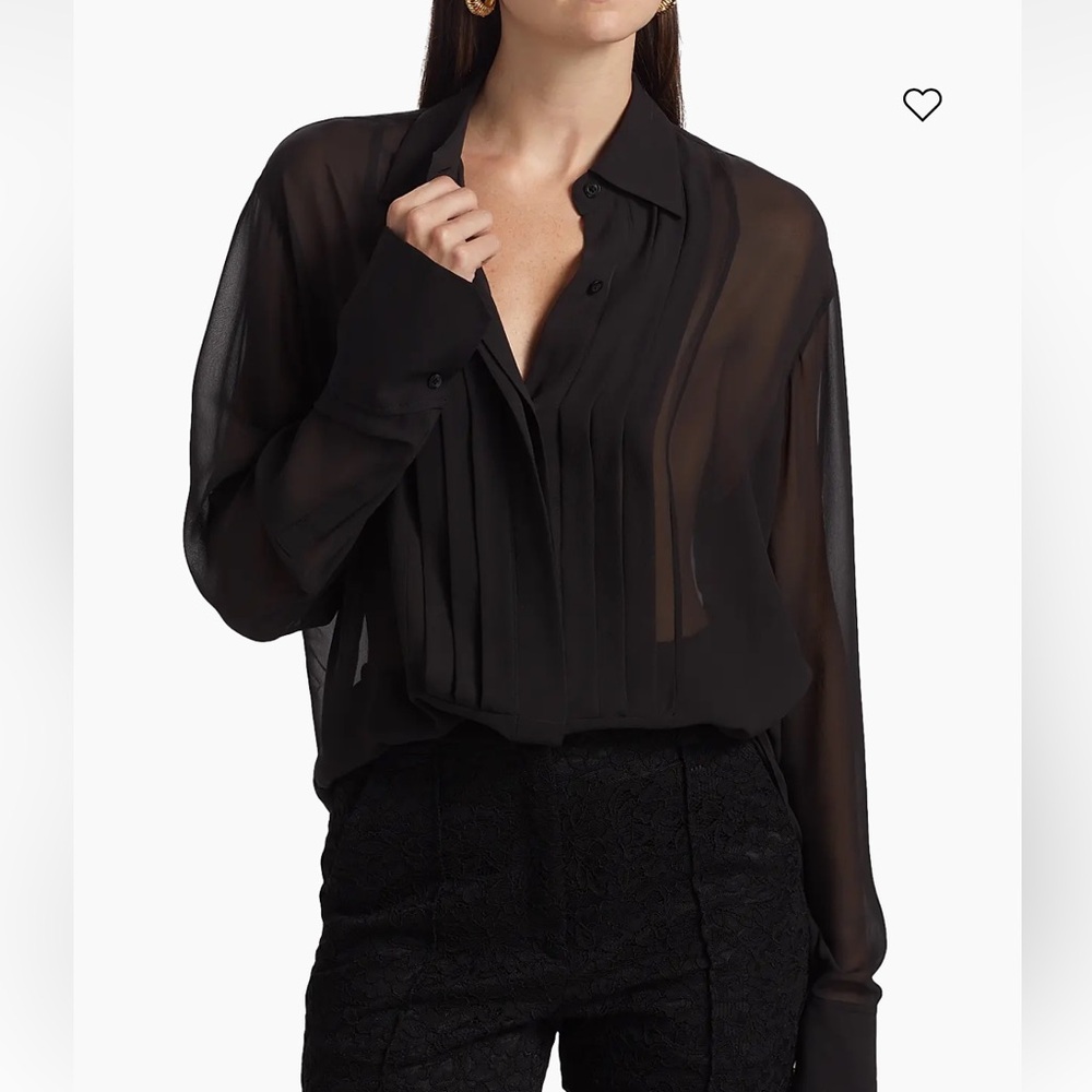 A.L.C.'s Camden pintuck sheet tuxedo shirt - Black - NWT - Sz 0
